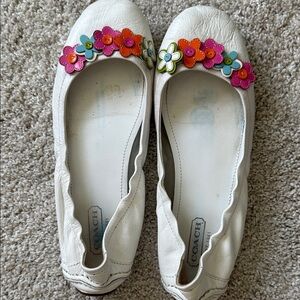 Coach Women's White Flats with Multicolor Floral Design